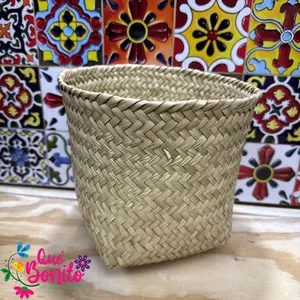 Traditional Woven Container Palm Tree Handcrafted