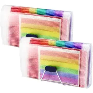 2 Pack Expanding File Folder,A6 Mini Accordion File Organizer,13 Pockets Rainbow Receipt Organizer Wellet for Monthly Bills,Cards,Check ,Vouchers,Receipt Tax Item or Changes, Organizer
