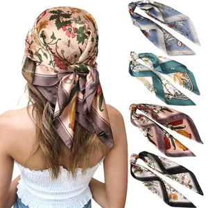 4-piece suit  27.5" Square Silk Like Head Scarf Neck Scarves for Women and Girl Hair Kerchief Bandanas Sleeping Head Wrap Headbands Head Wraps