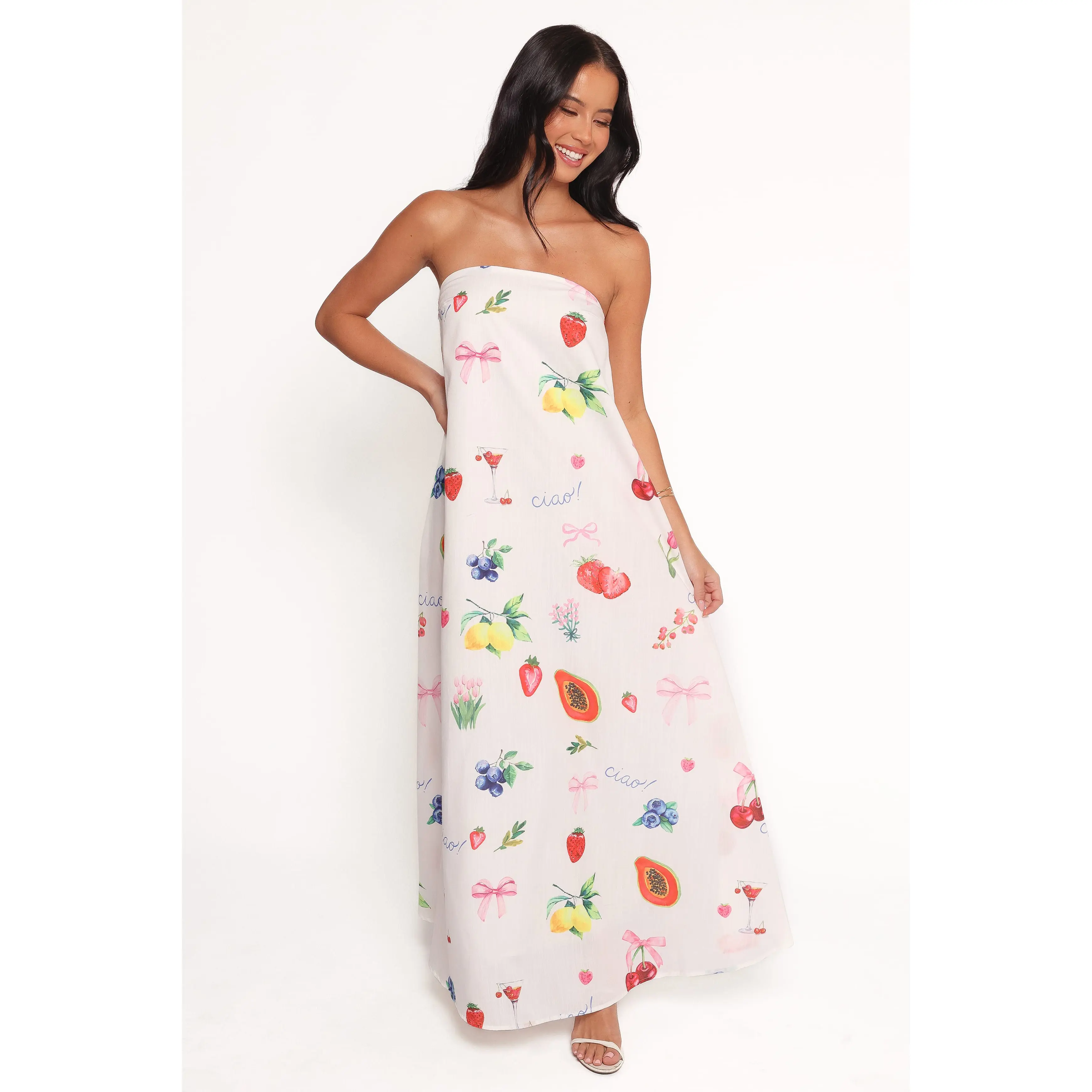 Soph Strapless Maxi Dress - Ciao Bow Print