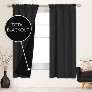 100% Blackout Curtains (2 Panels), Blackout Window Cover, Thermal Insulated, Soundproof, Heavy-Duty, Cold-Proof Drapes for Living Room & Bedroom