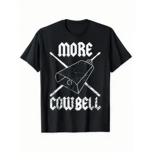 Vintage More Cowbell Drummer Graphic Funny Classic Rock Ba T-Shirt, Loose Style New Unisex Short-sleeved T-shirt, Casual and Comfortable