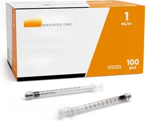 1ml Luer Lock Tip Syringes (No Needle) - Sterile, Individually Wrapped - 100 Syringes