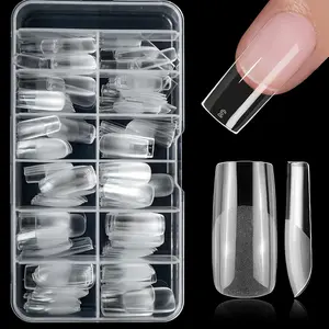 Clear Square Fake Nail Tips, 240pcs/box Full Cover Press on Nails, Acrylic Nails Tips, Professional Nail Art Kit for Women & Girls