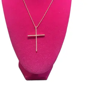 Santiago Jewelry #70 Cross Minimalist Style Gold Plated 14K Necklace for Everyday Wear