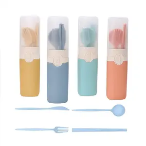 Eco-Friendly Travel Utensil Set with Case 4 Sets Reusable Wheat Straw Cutlery Lightweight Portable Flatware for Travel Picnics Camping Dishwasher Safe TikTokShopBlackFriday