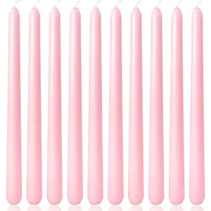 10 Inch Baby-Pink Taper Candles for Home Decoration, 10 Pack Unscented Candlesticks for Dinner Wedding Party, Smokeless and Dripless Candle Sticks