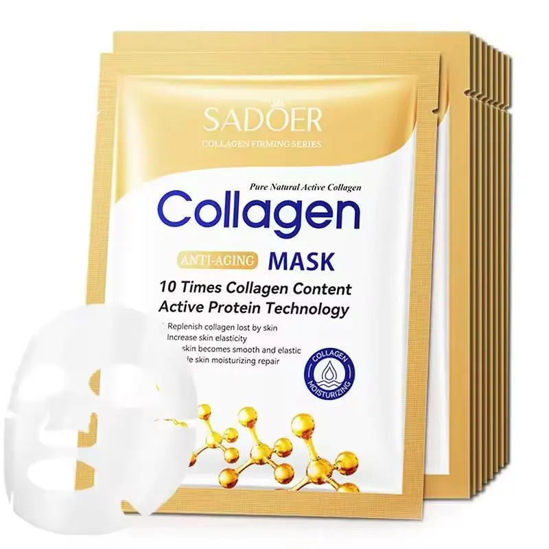 10-Pack Hydrating Collagen Sheet Masks, Korean Face Mask Moisturizer Multi-Pack for a Nourished and Refreshed Complexion, Hydrate, Face Masks