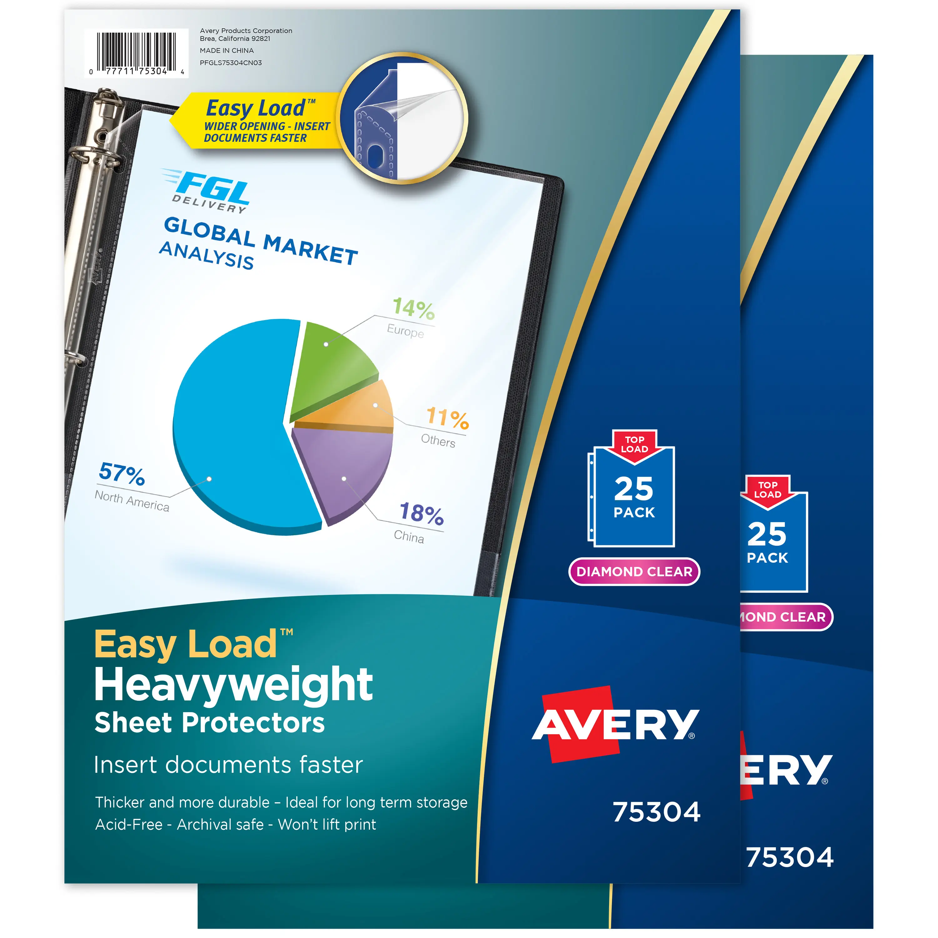Avery Diamond Clear Heavyweight Sheet Protectors, Easy Load, 25 Document Protectors (75304) (Pack of 2)