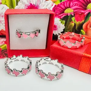 Pink Texas Band Ring Silver 925