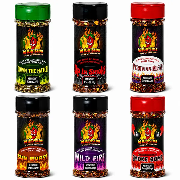 6-Flavor Ultimate Pepper Flake Collection Bundle – Wild Side Pepper Company Gourmet Spicy Seasoning Variety Pack