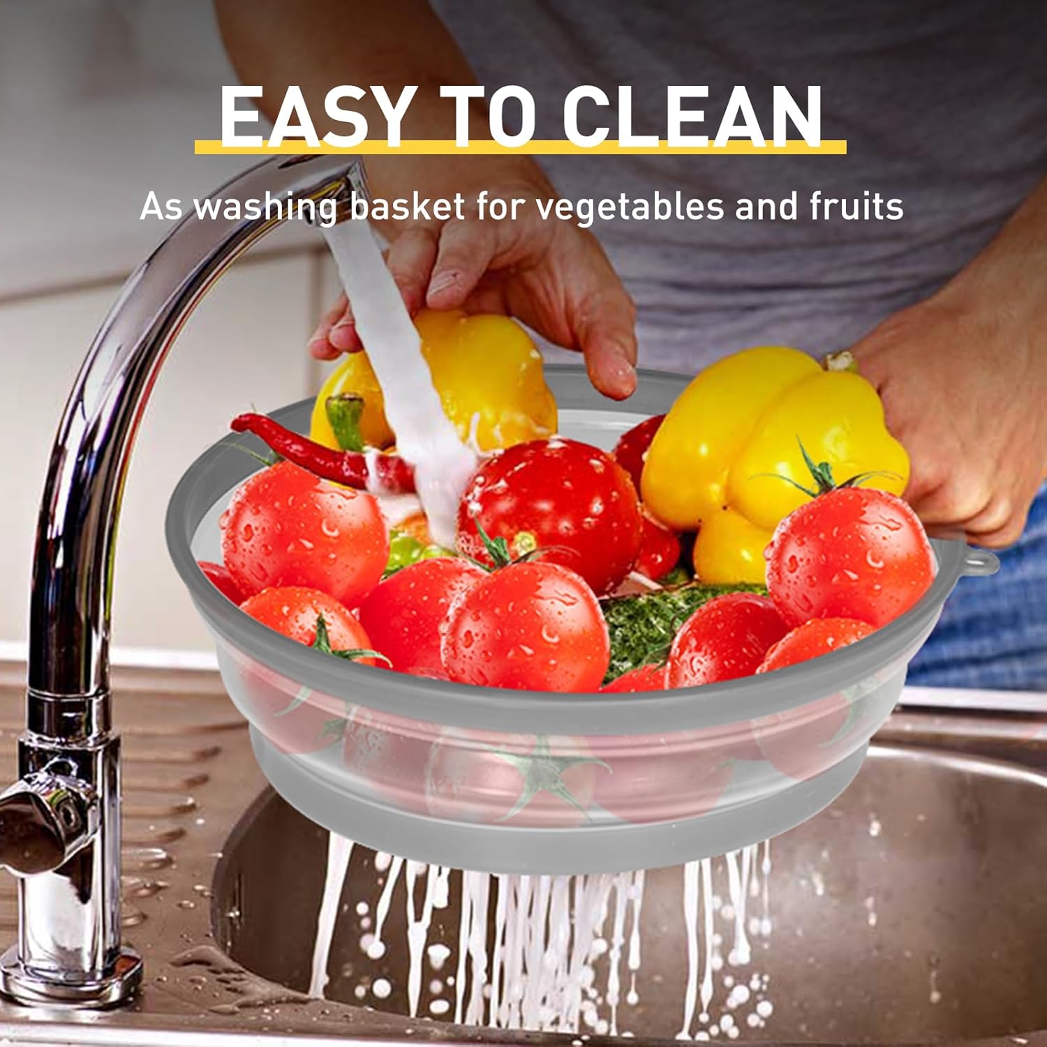 Microwave Splatter Cover for Food, Large (Charcoal) - Collapsible & Vented Silicone Splatter Guard Lid - Microwave Plate & Dish Cover with Handle - BPA-Free Kitchen Gadget for Meal Prep