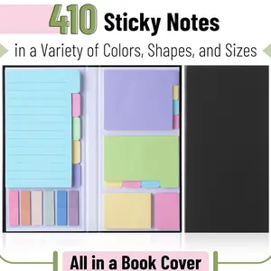 410 pastel-colored post-it notes set with tabs-410 independent sticky book-type post-it notes (pink, blue, green, yellow, turquoise, lavender and peach) are suitable for plan books, binders and schools.