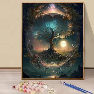 Paint By Numbers Kit for Adults Beginners - 16x20in/40x50cm Color Canvas, Easy DIY Tree Acrylic Painting Set, Diy Painting Supplies - Wall Decor for Home, Gift for Birthday, Mother's Day & Christmas, Without Frame