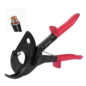 VEVOR Ratcheting Cable Cutter, Spring Steel Blades with Insulated Handles, Quick-Release Button, Heavy Duty Ratchet Cable Wire Cutter for Cutting Copper Aluminum Cables Up to 800 MCM/ 400 mm