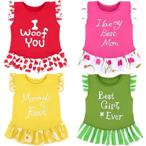 4 count  Dress Girl  Clothes for Dogs Girl Flower Dresses for Small Dogs Apparel Colorful Small Doggie Clothes Female (Large, 4 Flower)