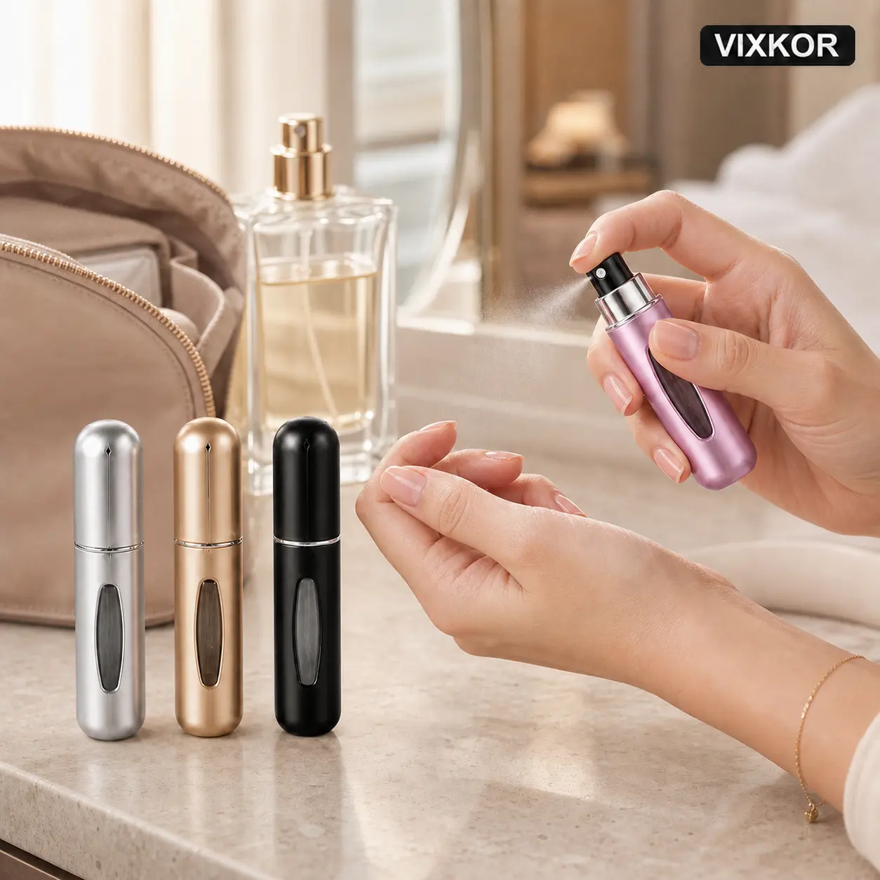 4PCS 5ml Leakproof Pocket Perfume Atomizer Gift Set, Reusable Travel Fine Mist Spray Bottles for Men’s Cologne & Body Spray, Fall Holiday Travel Essentials