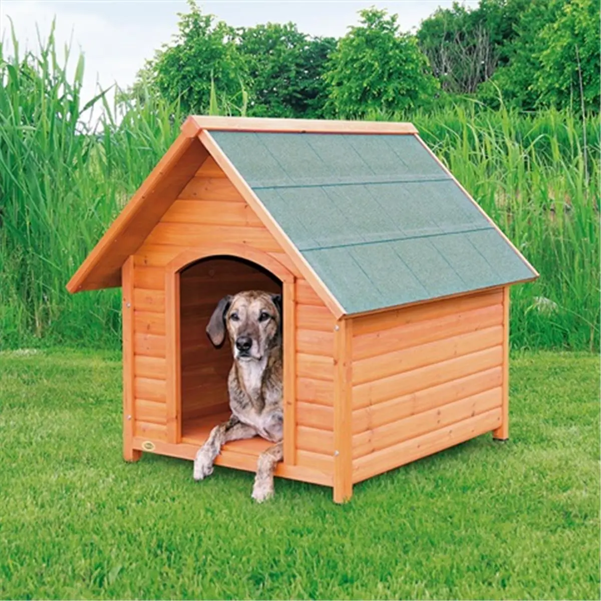 212 MAIN Log Cabin Dog House - Extra Large Wooden Kennel, Outdoor Pet House for Dogs