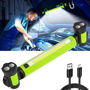 Work Light, 2500LM Bright LED Work Lights, 5200mAh Rechargeable Magnetic Underhood Work Light with Hooks, Cordless Battery Powered Mechanic Light for Car Repairing/Inspection/Garage/Workshop/Emergency Multifunctional Flashlight Portable Flashlight