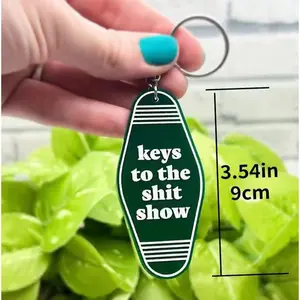 Acrylic tag keychain luggage pendant keychain hotel clothing tag diamond-shaped hanger