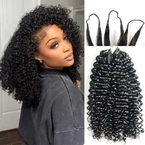 QZ HAIR Feather Crochet Hair Human Hair Extensions Miracle Knots Pre-Separated 50g/Pack (40-42 Strands Per Pack）– Knotless Boho Braids, 4-5 Packs for Full Head,  Protective Hairstyles For Black Women#greenish#TikTokShopSpringGlowUp