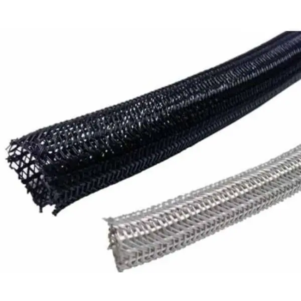 0.5 in. 50 ft. Hook Self-Closing Braided Wrap Sleeve, Wire Organizer, Wire Protector, Electrical Cable Management Cord Cover - Black