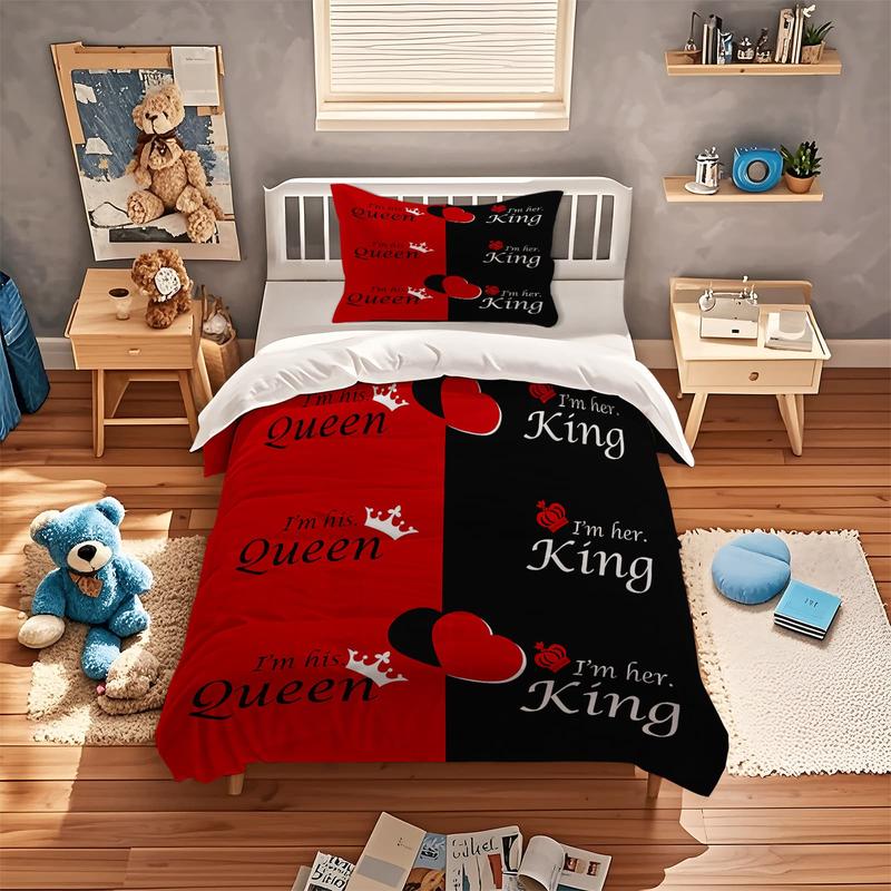 Heart Rose Letter Flower Modern Bedding Set, 2/3 Piece (1 Fitted Sheet + 1/2 Pillowcases), 90g Polyester Fiber, Ca Prop 65 Compliant