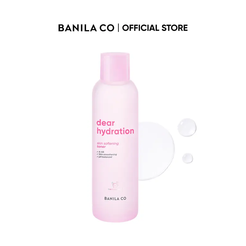 BANILA CO Dear Hydration Skin Softening Toner | pH-Balancing Hydrating Toner for All Skin Types | Glass Skin Prep, Gentle AHA, Smooth Texture | Hyaluronic Acid & Pink Cactus Water