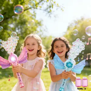 Automatic Electric Fairy Wand Bubble Machine with Lights & Music, Kids Toy for Girls, Perfect Birthday & Holiday Gift, Outdoor Electric Bubble Wand for Little Fairies, Summer Essential Outdoor Toy for Toddlers Aged 1–3