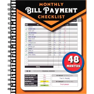 Monthly Bill Payment Checklist: Bill  Notebook With Spiral Binding 8"x10" The 4-Year Guide for Families &  Managers, 960 Billing Records Included ()
