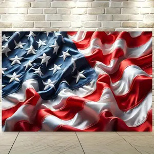 1pc Vibrant American Flag Waving Polyester Backdrop Banner, 8x6ft - Patriotic Decoration for Indoor/Outdoor Events & Photography, Durable & Versatile Studio Prop