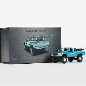 MASSDI 1995 Toyota Hilux Single Cab 4WD 1:64 Die-Cast Pickup Model Metal Body, Tactical Custom Style, Diecast Metal Car | For Off-Road & Die-Cast Collectors