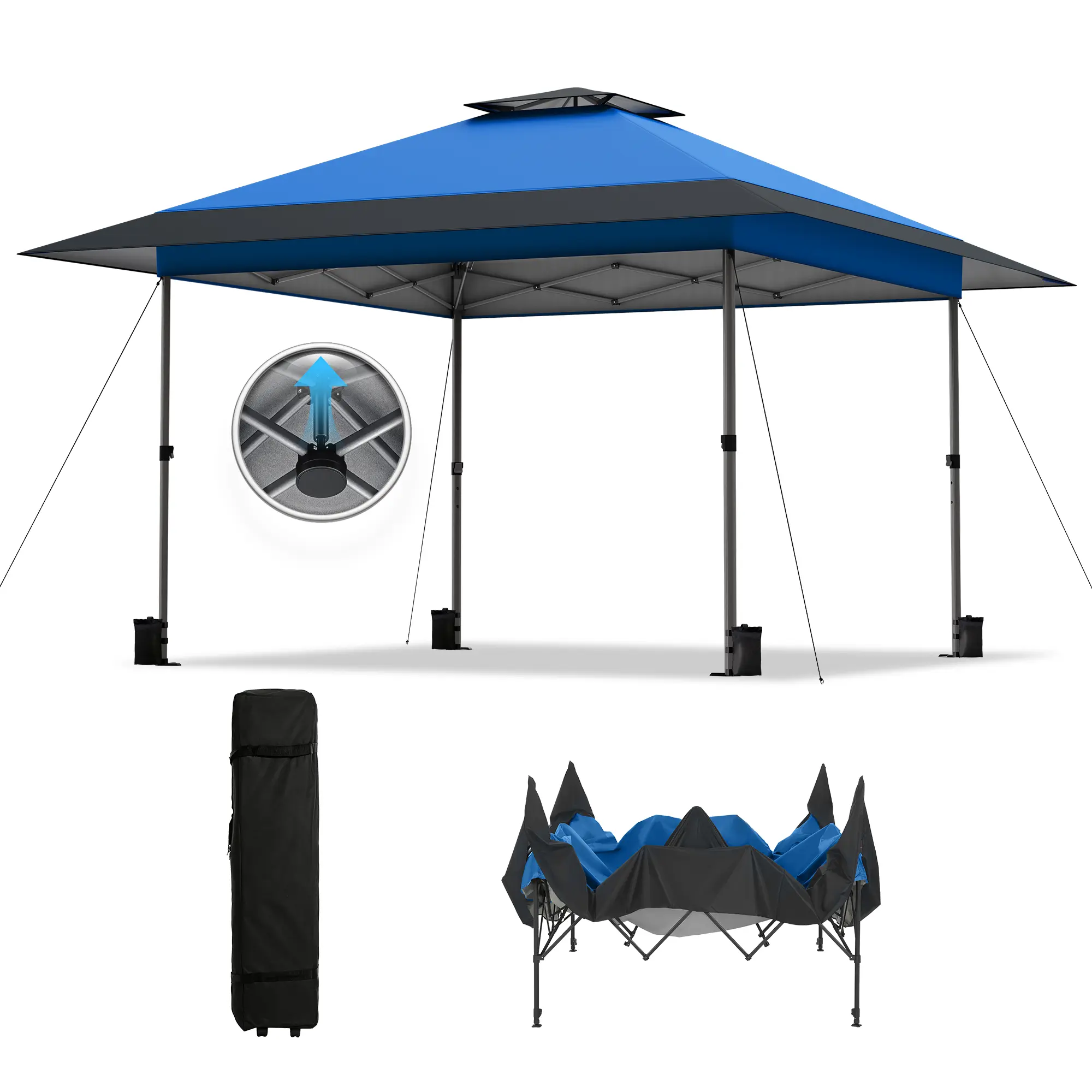 PHIVILLA Easy Set-up 13x13ft Pop-Up Canopy Gazebo Outdoor Tent 169 sq.ft Sun Shade Folding Design, Instant Portable Canopy Tent Outdoor Gazebo with Roller Bag,