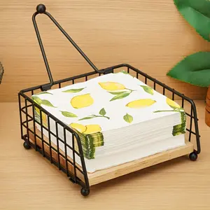 1pc Modern Solid Wood Napkin Holder for Restaurant Picnic Bar Kitchen Table Paper Towel Rack Indoor Outdoor Use Tissue Storage Stand