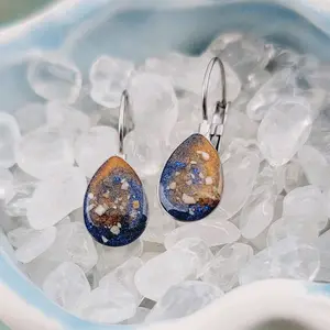 Cremation Earrings made with Ashes - Drop Earrings - Teardrop Ash Earrings - Hypoallergenic Stainless Steel Earrings