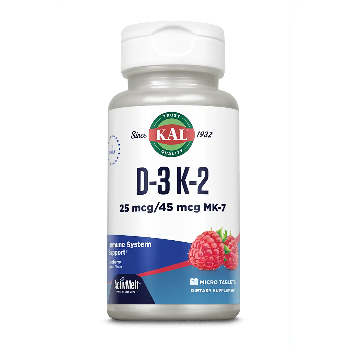 D-3 K-2 ActivMelt® Instant Dissolve Tablets Raspberry D-3 K-2 ActivMelt® Instant Dissolve Tablets Raspberry
