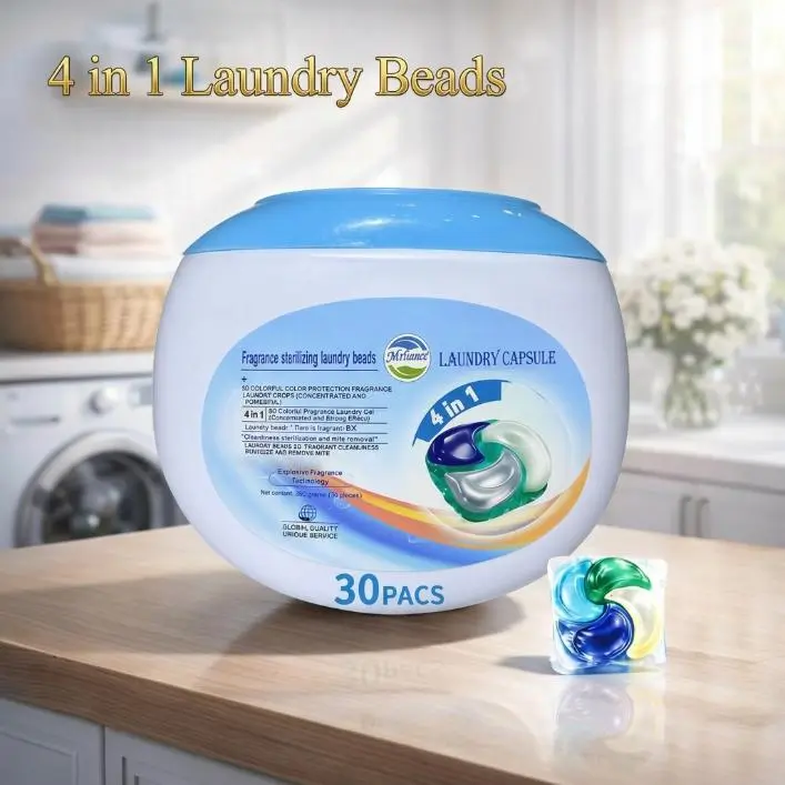 4 in 1 Laundry Beads,30 Count Laundry Detergent PacsPods,Long Lasting Fragrance Laundry Beads, HouseholdLaundry Tools