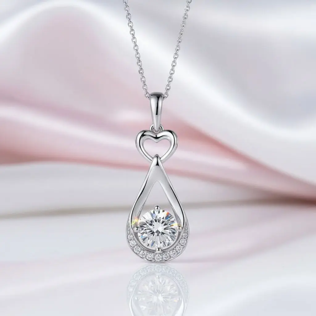 14k White Gold 1.0 Ct Lab Grown Diamond Option Pendant Necklace