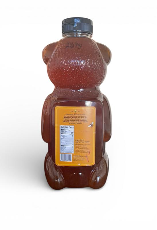 48 Oz Amphora Pure Honey - Natural Wildflower Honey in Bear-Shaped Bottle for Healthy Sweetening