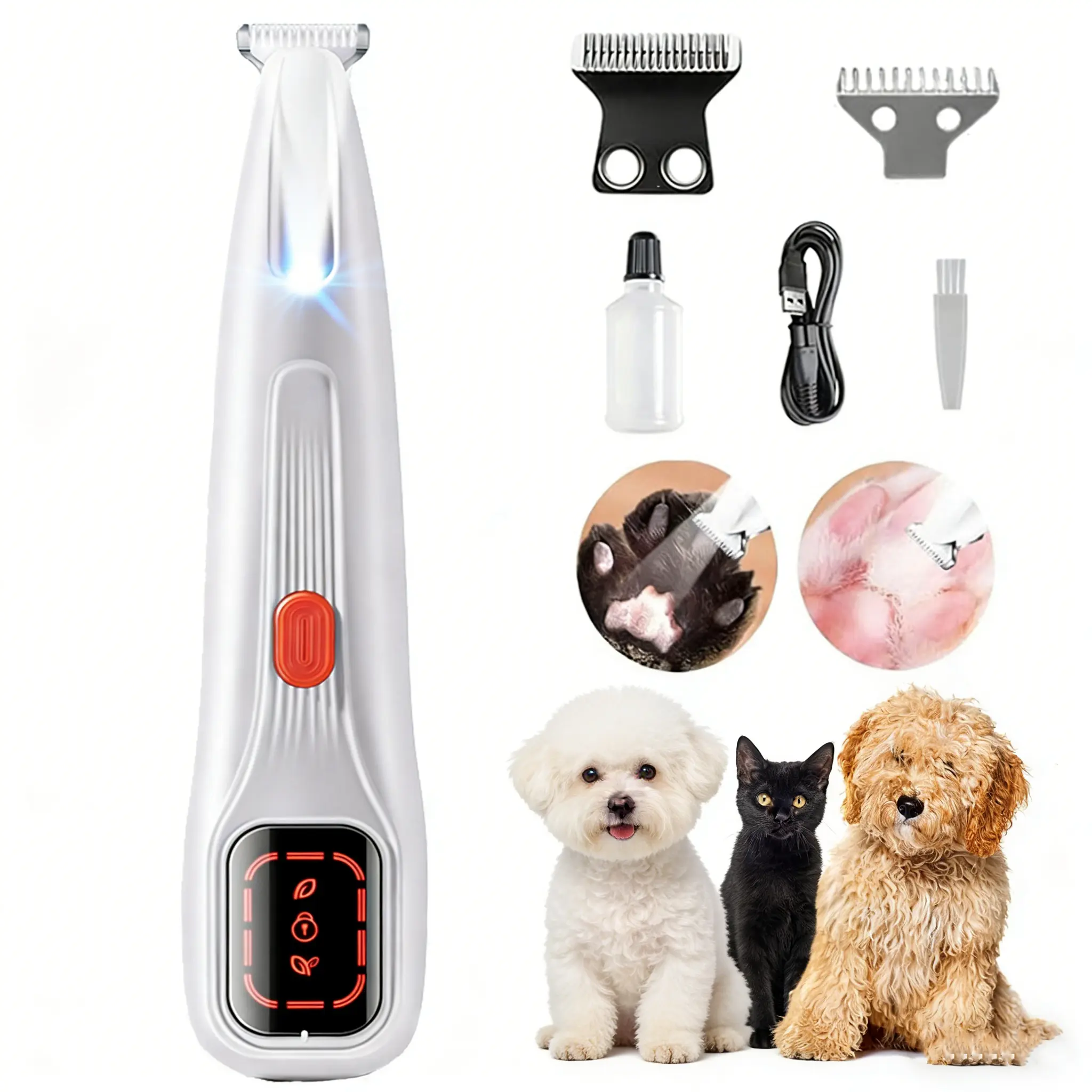 Pet Precision Hair Trimmer Kit, Rechargeable Dog Paw Trimmer with LED Light, Low Noise, Dual-Speed Motor, Small Dog Grooming Clippers for Dogs & Cats, Pet Grooming Tool, Waterproof, pet shaver, #SummerVibes #petlovers