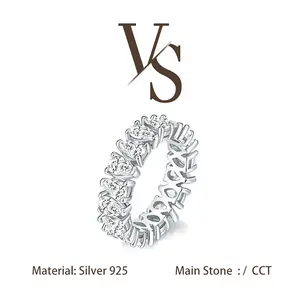 [Venus Jewelry] Lab Created Gemstone Pear Shpae Custting All Surround Band Ring Solid Silver 925 Ring