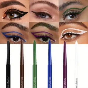 6Pcs EDENMIST Waterproof Eyeliner Gel Pen, No-Smudge, Long-Lasting Smooth Application, Green Black Brown Blue Eyeliner Pencil - Eye Makeup Cosmetics for Women