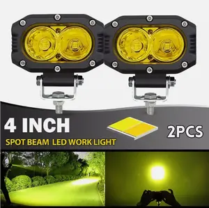 2PACKS 4Inch Super Bright LED Amber Fog Light Yellow Driving Offroad Lights for Truck SUV ATV UTV Wrangler Motorcycle Spot Beam Pod Light
