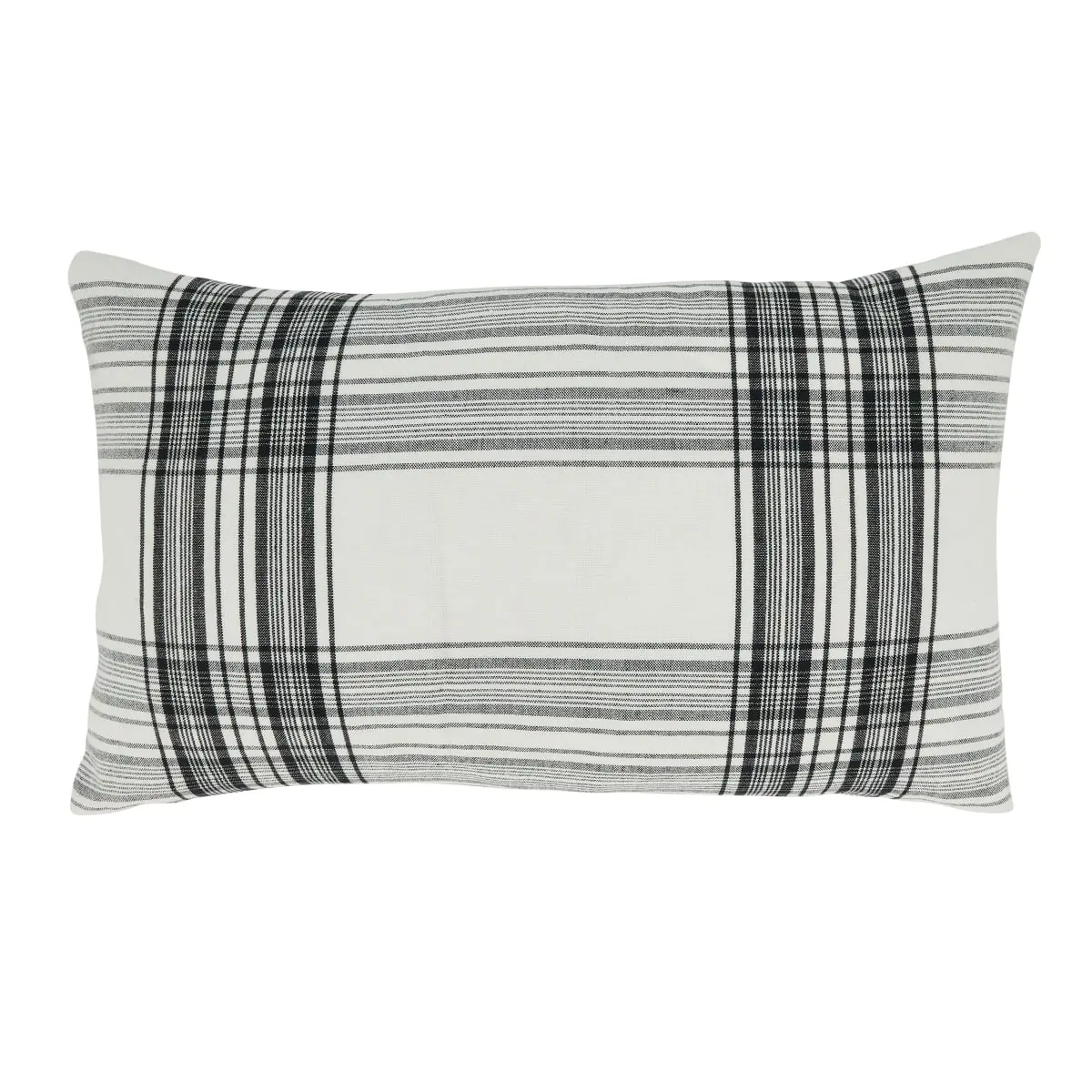 Saro Lifestyle 6562.BK1220BP 12 x 20 in. Cuddly Chic Plaid Oblong Poly Filled Throw Pillow, Black