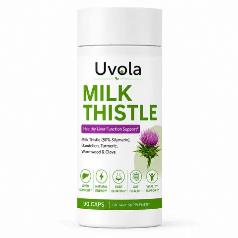 Uvola Milk Thistle Supplement, 80% Silymarin for Liver Support, Helps Ease Occasional Bloating, Supports Comfortable Digestion and Everyday Energy, 90 Capsules