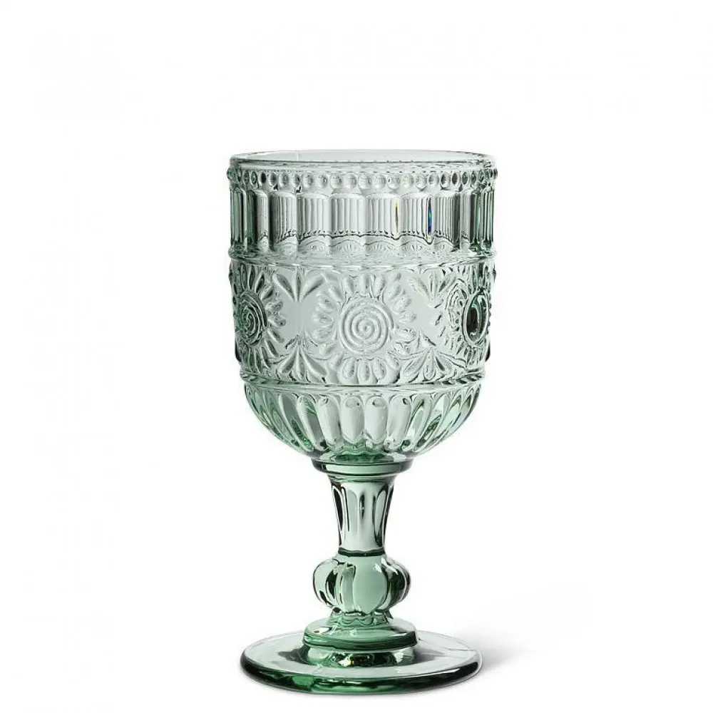 MDR Trading AB-27-TULUM-GOB-Q01 14 oz Glass Sunflower Wine Goblet, Light Green
