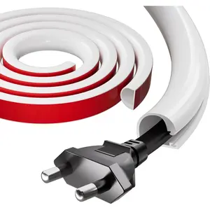39"  Cord Hider for Wall Mount TV,Self-Adhesive  Hider for 1 Cord(1/4" Diameter), Management Under Desk,Cord Organizer, Raceway  & Office Trim,Cord Concealer ,White