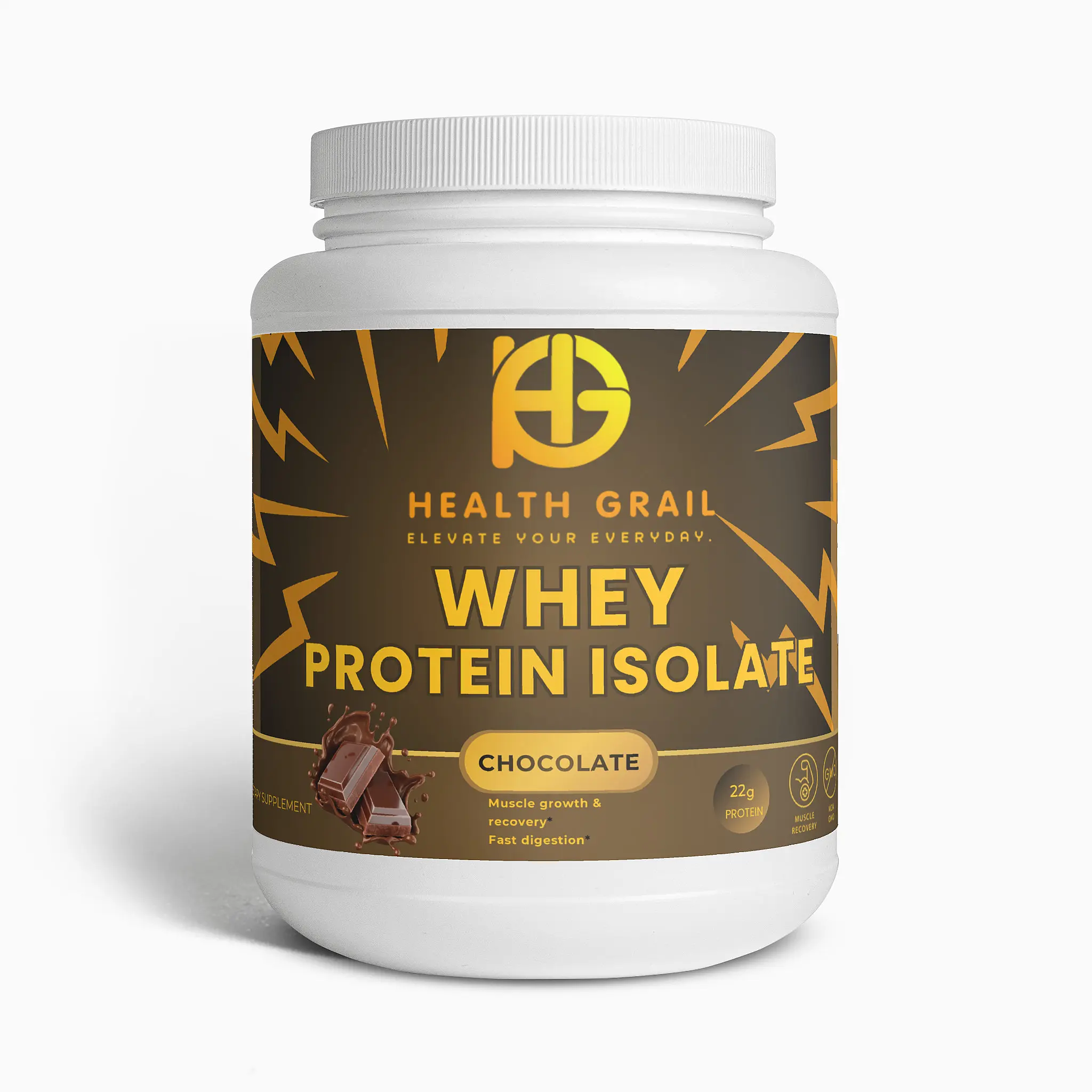 Health Grail Whey Protein Isolate Chocolate 22g Protein MCT Oil Post Workout Shake for Muscle Growth & Fast Recovery
