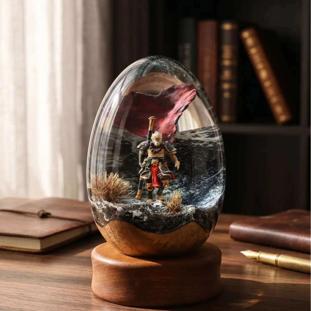 Black Myth Wukong Resin Lamp Handmade Resin Egg Diorama Desk Light for Bedside Table Bar Decoration, LED Night Light Desktop Art Collectible Decor Unique Night Light Gift for Gamers Boyfriend