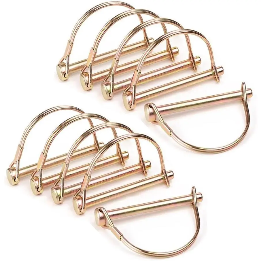 10 Pack 1/4x4 Inch Trailer Coupler Pin Set, Heavy Duty Locking Pin Secure Towing Pin Coupler Safety Pin Hitch Pin Wire Lock Pin for  Lawn & Garden Equipment Farm Wagons ()